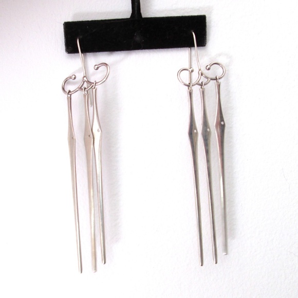 Vintage Sterling Earrings SWING Needlefish Design by Esty Grossman - Picture 5 of 12